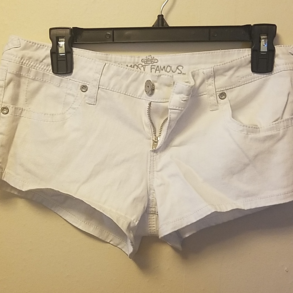 Shimmery white denim booty shorts